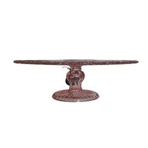Blush Textured Glass Cake Stand 10"